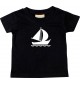 Süßes Kinder T-Shirt Segelyacht, Jolle, Skipper, Kapitän, schwarz, 0-6 Monate