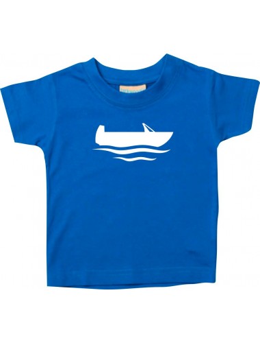 Süßes Kinder T-Shirt Angelkahn, Boot, Kapitän, royal, 0-6 Monate