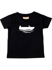 Süßes Kinder T-Shirt Angelkahn, Boot, Kapitän, schwarz, 0-6 Monate