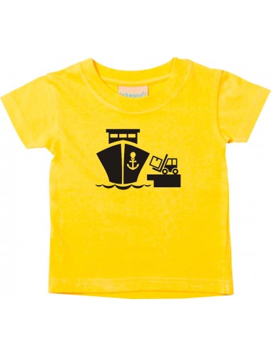 Süßes Kinder T-Shirt Frachter, Übersee, Skipper, Kapitän, gelb, 0-6 Monate