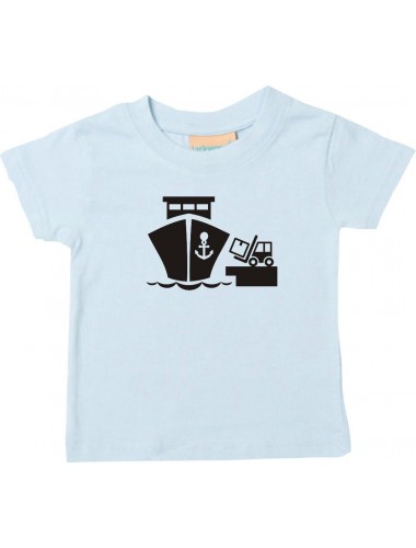 Süßes Kinder T-Shirt Frachter, Übersee, Skipper, Kapitän, hellblau, 0-6 Monate