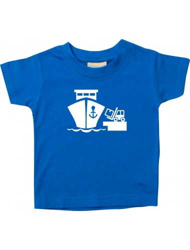 Süßes Kinder T-Shirt Frachter, Übersee, Skipper, Kapitän, royal, 0-6 Monate
