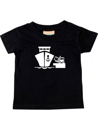 Süßes Kinder T-Shirt Frachter, Übersee, Skipper, Kapitän, schwarz, 0-6 Monate