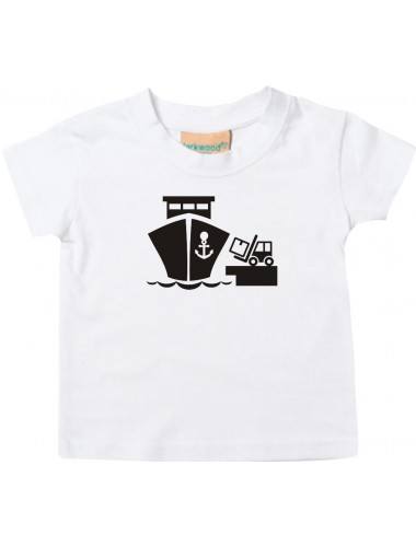 Süßes Kinder T-Shirt Frachter, Übersee, Skipper, Kapitän, weiß, 0-6 Monate