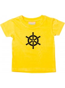 Süßes Kinder T-Shirt Schiffssteuerrad, Boot, Skipper, Kapitän, gelb, 0-6 Monate