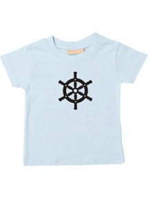 Süßes Kinder T-Shirt Schiffssteuerrad, Boot, Skipper, Kapitän, hellblau, 0-6 Monate