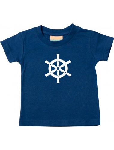 Süßes Kinder T-Shirt Schiffssteuerrad, Boot, Skipper, Kapitän, navy, 0-6 Monate