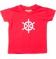 Süßes Kinder T-Shirt Schiffssteuerrad, Boot, Skipper, Kapitän, rot, 0-6 Monate