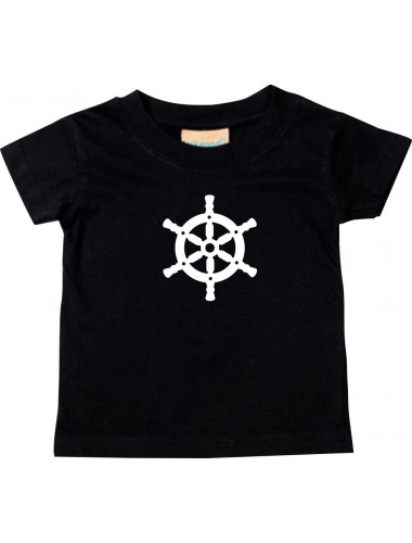 Süßes Kinder T-Shirt Schiffssteuerrad, Boot, Skipper, Kapitän, schwarz, 0-6 Monate