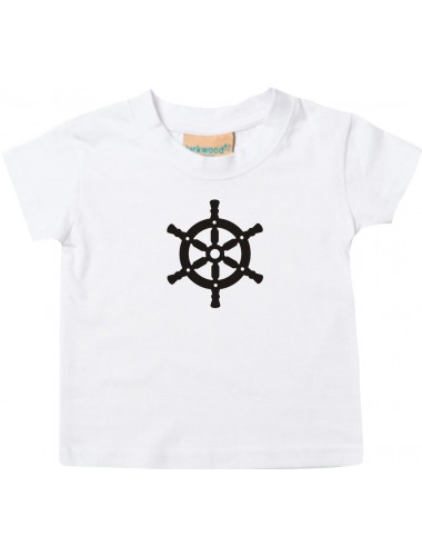 Süßes Kinder T-Shirt Schiffssteuerrad, Boot, Skipper, Kapitän, weiß, 0-6 Monate