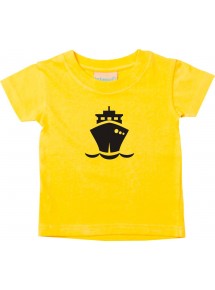 Süßes Kinder T-Shirt Frachter, Übersee, Boot, Kapitän, gelb, 0-6 Monate