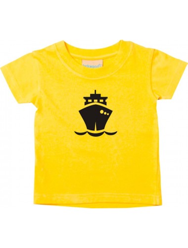 Süßes Kinder T-Shirt Frachter, Übersee, Boot, Kapitän, gelb, 0-6 Monate