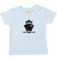 Süßes Kinder T-Shirt Frachter, Übersee, Boot, Kapitän, hellblau, 0-6 Monate