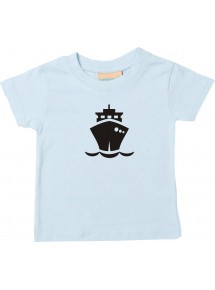Süßes Kinder T-Shirt Frachter, Übersee, Boot, Kapitän, hellblau, 0-6 Monate