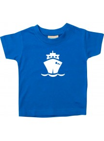 Süßes Kinder T-Shirt Frachter, Übersee, Boot, Kapitän, royal, 0-6 Monate