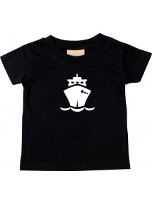 Süßes Kinder T-Shirt Frachter, Übersee, Boot, Kapitän, schwarz, 0-6 Monate