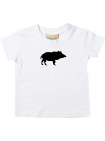 Baby T-Shirt lustige Tiermotive, Schwein, Eber, Wildschwein, weiss, 0-6 Monate