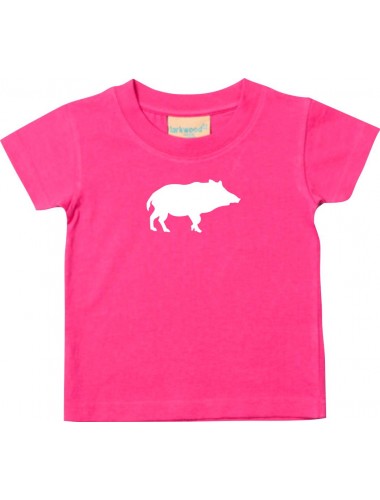 Baby T-Shirt lustige Tiermotive, Schwein, Eber, Wildschwein, fuchsia, 0-6 Monate