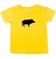 Baby T-Shirt lustige Tiermotive, Schwein, Eber, Wildschwein, gelb, 0-6 Monate