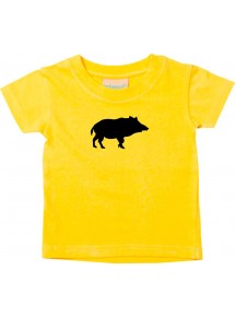 Baby T-Shirt lustige Tiermotive, Schwein, Eber, Wildschwein, gelb, 0-6 Monate