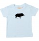 Baby T-Shirt lustige Tiermotive, Schwein, Eber, Wildschwein, hellblau, 0-6 Monate