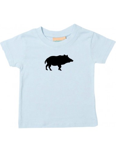 Baby T-Shirt lustige Tiermotive, Schwein, Eber, Wildschwein, hellblau, 0-6 Monate