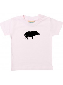 Baby T-Shirt lustige Tiermotive, Schwein, Eber, Wildschwein, rosa, 0-6 Monate