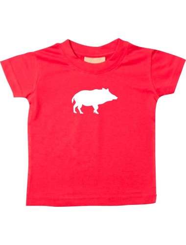 Baby T-Shirt lustige Tiermotive, Schwein, Eber, Wildschwein, rot, 0-6 Monate