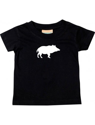 Baby T-Shirt lustige Tiermotive, Schwein, Eber, Wildschwein, schwarz, 0-6 Monate