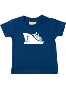 Süßes Kinder T-Shirt Frachter, Übersee,Kreuzfahrt, Skipper, Kapitän, navy, 0-6 Monate