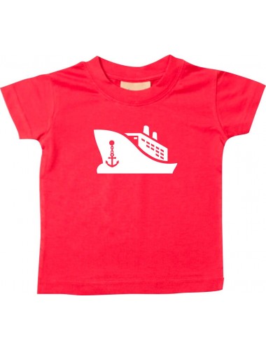Süßes Kinder T-Shirt Frachter, Übersee,Kreuzfahrt, Skipper, Kapitän, rot, 0-6 Monate