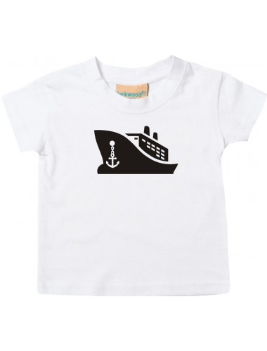 Süßes Kinder T-Shirt Frachter, Übersee,Kreuzfahrt, Skipper, Kapitän, weiß, 0-6 Monate