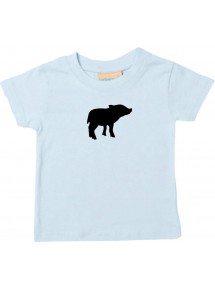 Baby T-Shirt lustige Tiermotive, Schwein, Ferkel, hellblau, 0-6 Monate