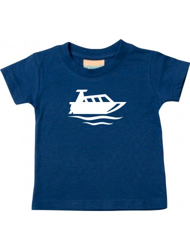 Süßes Kinder T-Shirt Motorboot, Yacht, Boot, Kapitän, navy, 0-6 Monate