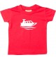 Süßes Kinder T-Shirt Motorboot, Yacht, Boot, Kapitän, rot, 0-6 Monate