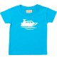 Süßes Kinder T-Shirt Motorboot, Yacht, Boot, Kapitän, türkis, 0-6 Monate