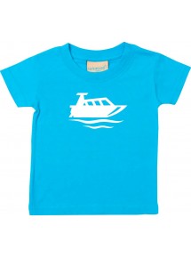 Süßes Kinder T-Shirt Motorboot, Yacht, Boot, Kapitän, türkis, 0-6 Monate