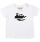 Süßes Kinder T-Shirt Motorboot, Yacht, Boot, Kapitän, weiß, 0-6 Monate