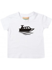 Süßes Kinder T-Shirt Motorboot, Yacht, Boot, Kapitän, weiß, 0-6 Monate