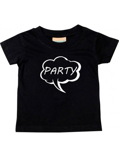 Kinder T-Shirt Sprechblase Party schwarz, 0-6 Monate