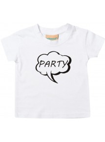 Kinder T-Shirt Sprechblase Party weiss, 0-6 Monate