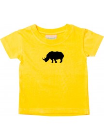 Baby T-Shirt lustige Tiermotive,Nashorn, gelb, 0-6 Monate