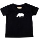 Baby T-Shirt lustige Tiermotive,Nashorn, schwarz, 0-6 Monate