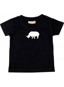 Baby T-Shirt lustige Tiermotive,Nashorn, schwarz, 0-6 Monate
