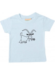 Kinder T-Shirt  Funny Tiere Ziege Steinbock  hellblau, 0-6 Monate