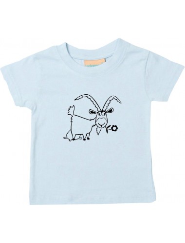 Kinder T-Shirt  Funny Tiere Ziege Steinbock  hellblau, 0-6 Monate