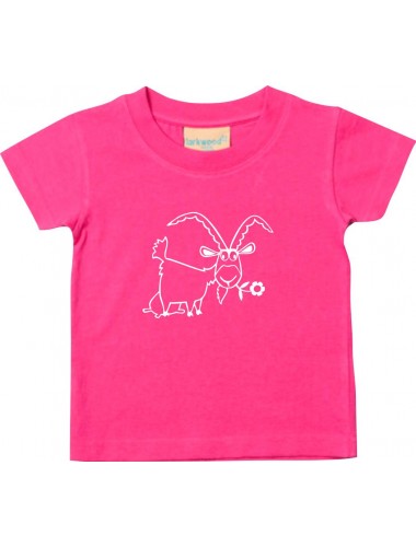 Kinder T-Shirt  Funny Tiere Ziege Steinbock  pink, 0-6 Monate