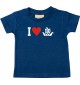 Süßes Kinder T-Shirt I Love Wikingerschiff, Kapitän, navy, 0-6 Monate