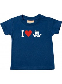 Süßes Kinder T-Shirt I Love Wikingerschiff, Kapitän, navy, 0-6 Monate