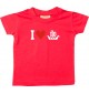 Süßes Kinder T-Shirt I Love Wikingerschiff, Kapitän, rot, 0-6 Monate